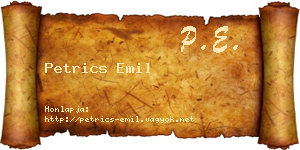 Petrics Emil névjegykártya