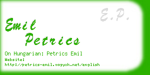 emil petrics business card